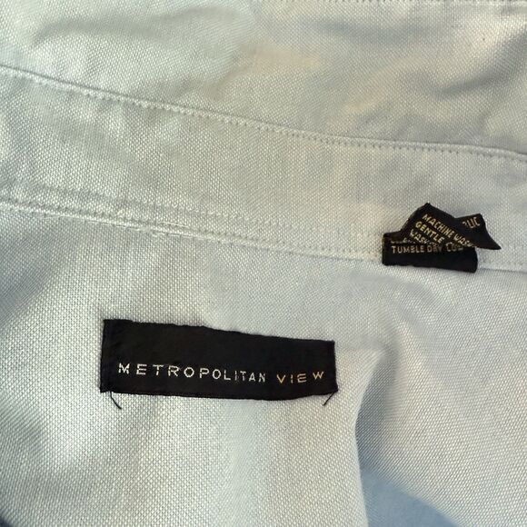 Metropolitan View Mens SHIRT Button Up Cotton Size XL Blue Short Sleeve - Picture 10 of 14